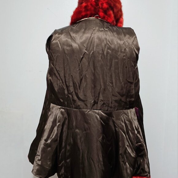 New Real Leopard Animal Print Dotted MINK Fur Coat Jacket Stroller Red Scarlet - Picture 7 of 8